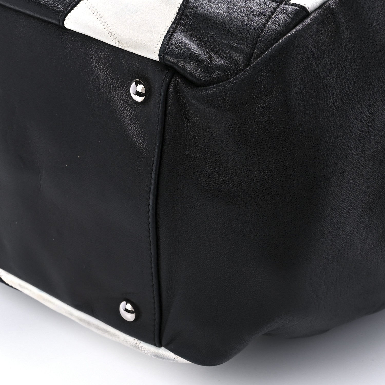 Chanel Lambskin CC Patchwork Shoulder Bag Black White 11 of 11