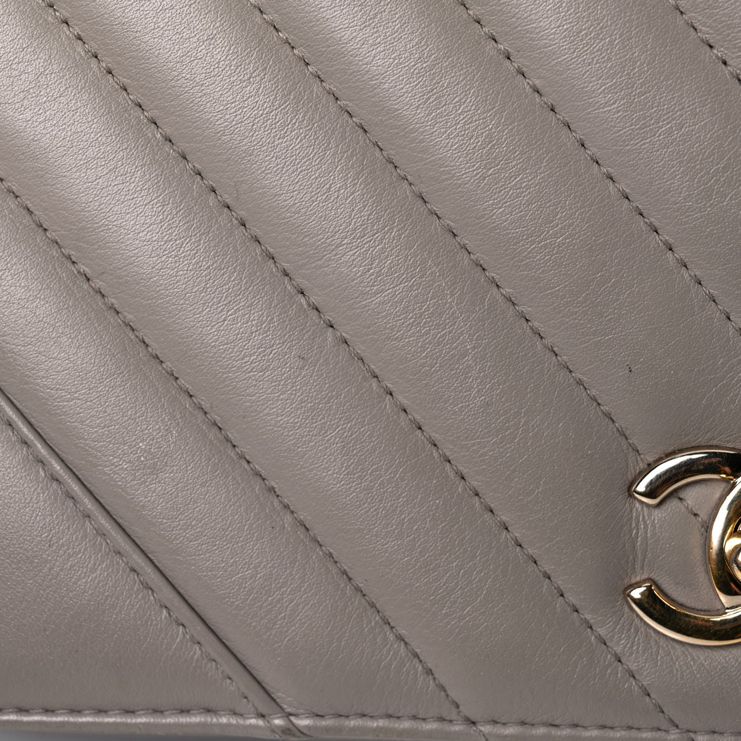 Chanel Calfskin Chevron Quilted Large Statement Flap Grey 21 of 21