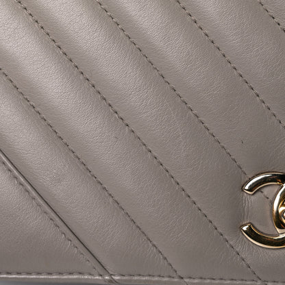 Chanel Calfskin Chevron Quilted Large Statement Flap Grey 21 of 21