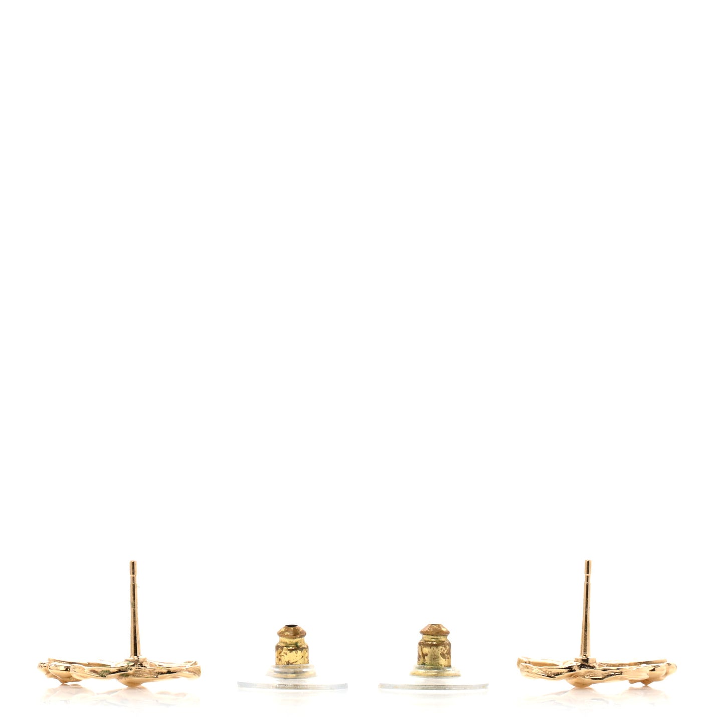 Metal Camellia CC Earrings Gold