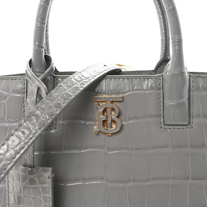 Burberry Crocodile Embossed Calfskin Mini Frances Tote Cloud Grey 7 of 9