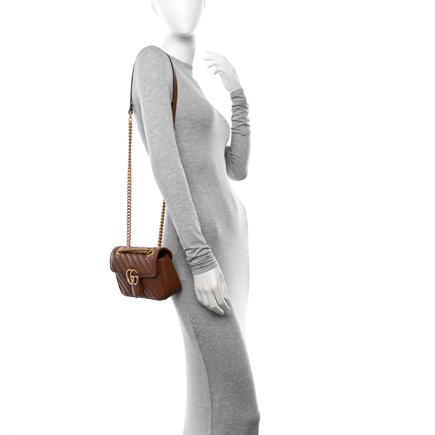 Azalea Calfskin Matelasse Diagonal Mini GG Marmont Shoulder Bag Cuir