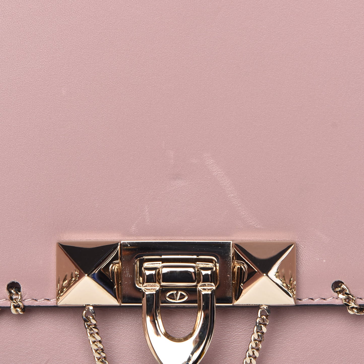 Vitello Groumette Small Rockstud Demilune Shoulder Bag Lipstick
