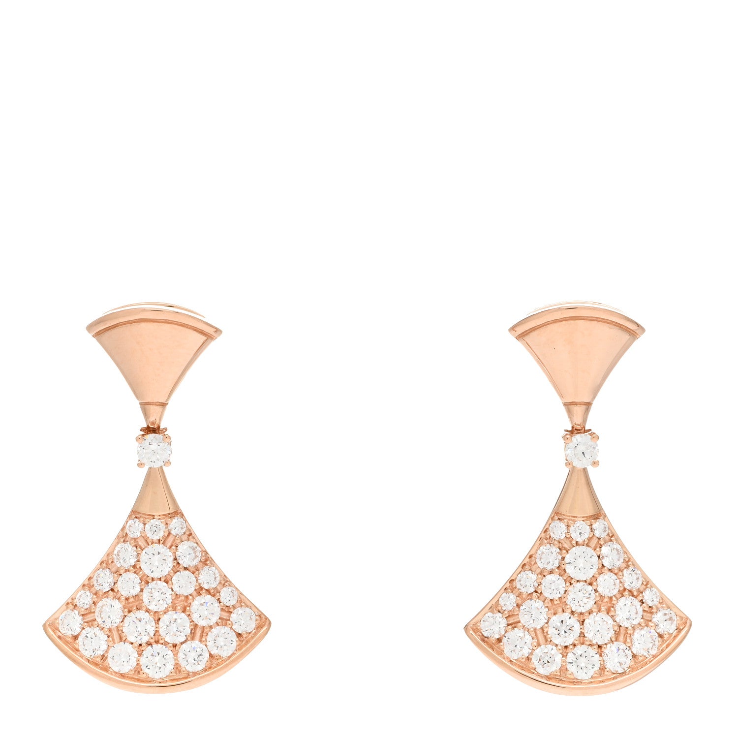 Bulgari 18K Rose Gold Diamond Divas' Dream Pave Earrings 1 of 5