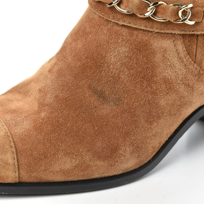 Chanel Suede Chain CC Short Boots 37.5 Light Brown 9 of 9