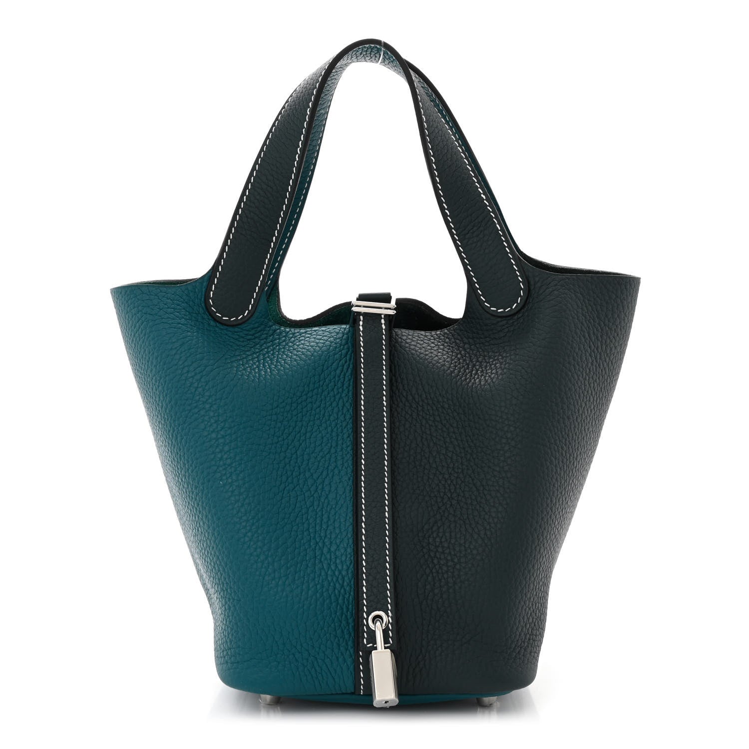 Hermes Taurillon Clemence Casaque Picotin Lock 18 PM Vert Bosphore Vert Cypress 1 of 10