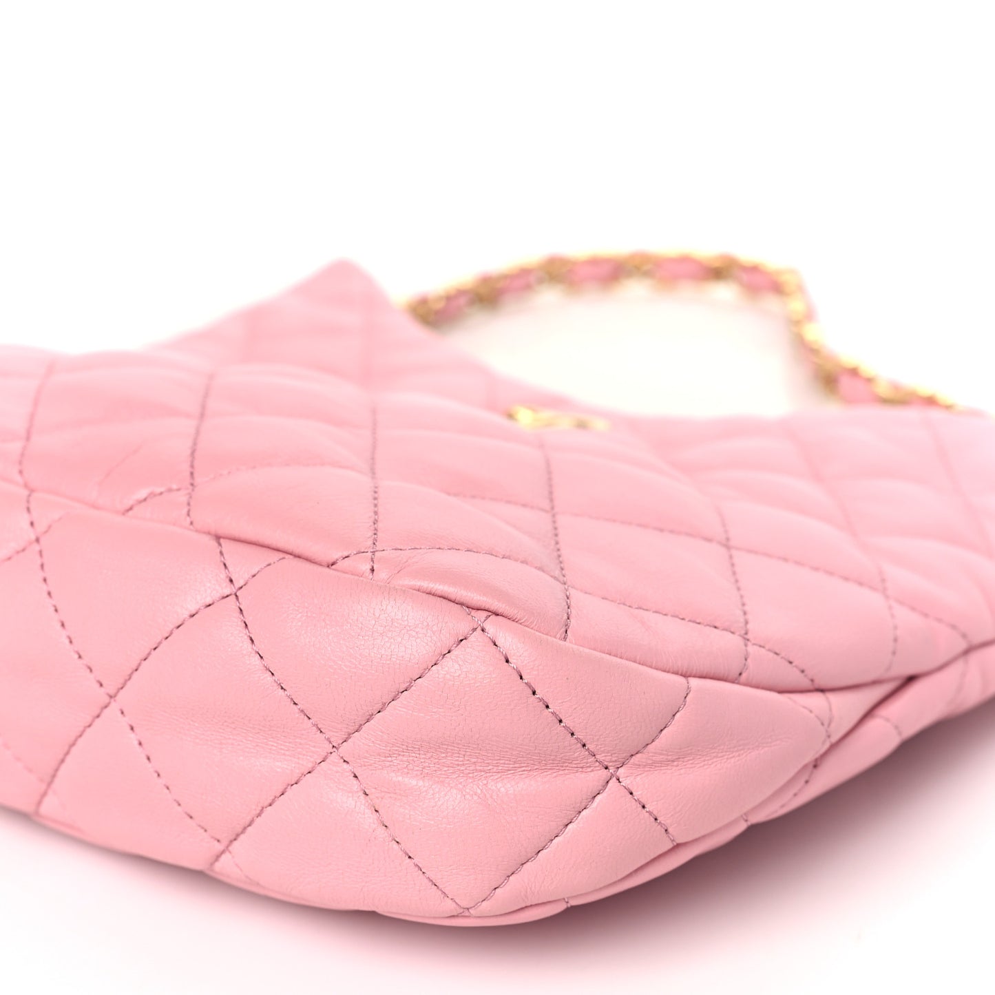 Lambskin Quilted Large CC Links Hobo Pink