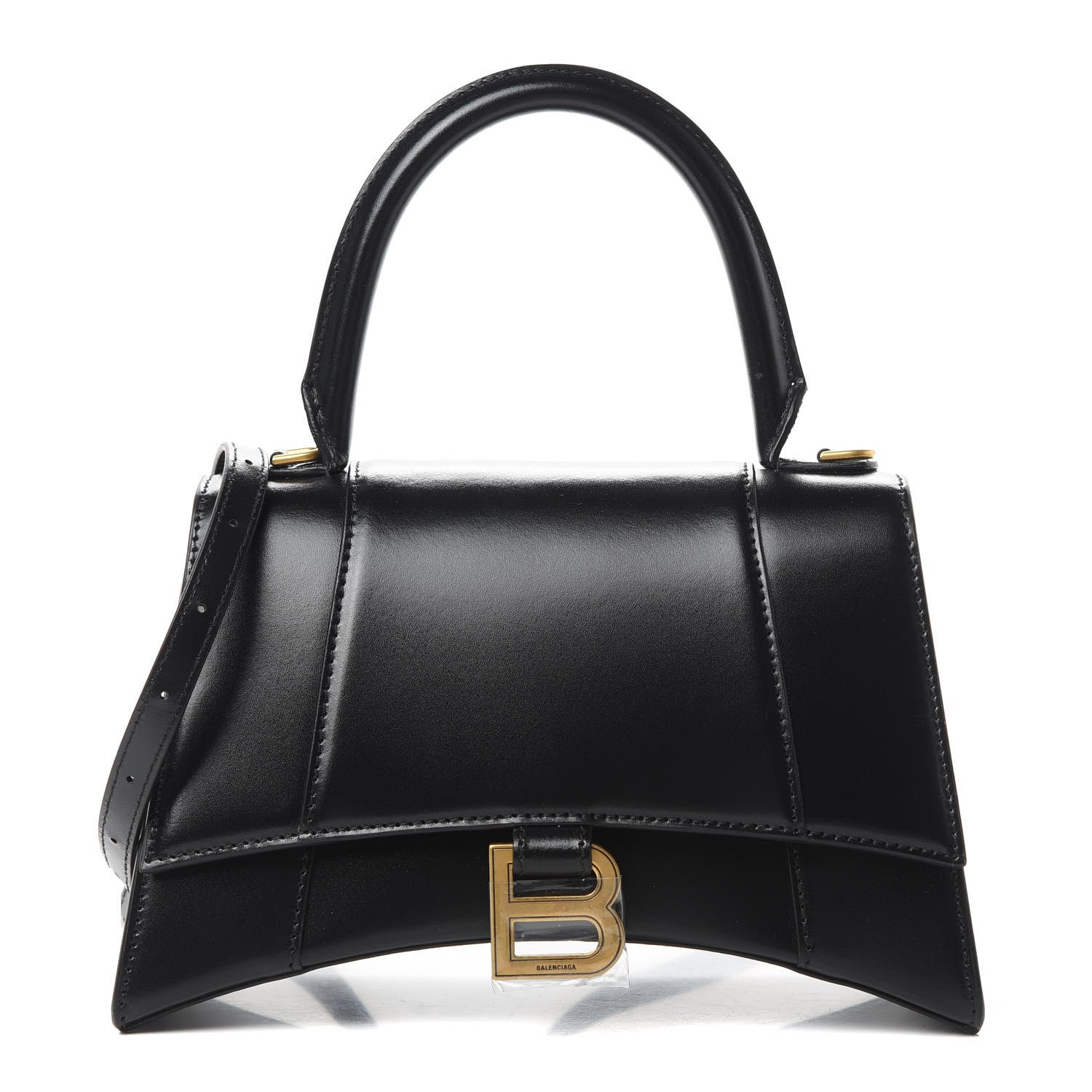 Balenciaga Shiny Box Calfskin Small Hourglass Top Handle Bag Black 1 of 12