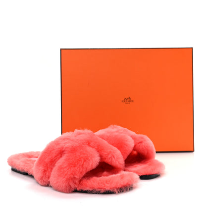 Hermes Woolskin Oran Sandals 38 Rose Du Desert 8 of 8