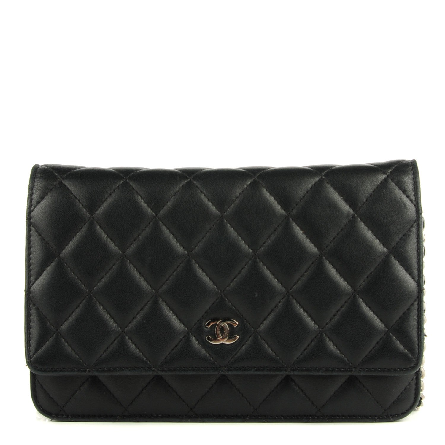 Chanel Lambskin Quilted Wallet On Chain WOC Black 1 of 8