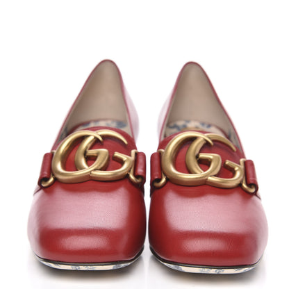 Gucci Malaga Kid GG Victoire 55mm Loafer Pumps 35 Hibiscus Red 2 of 9