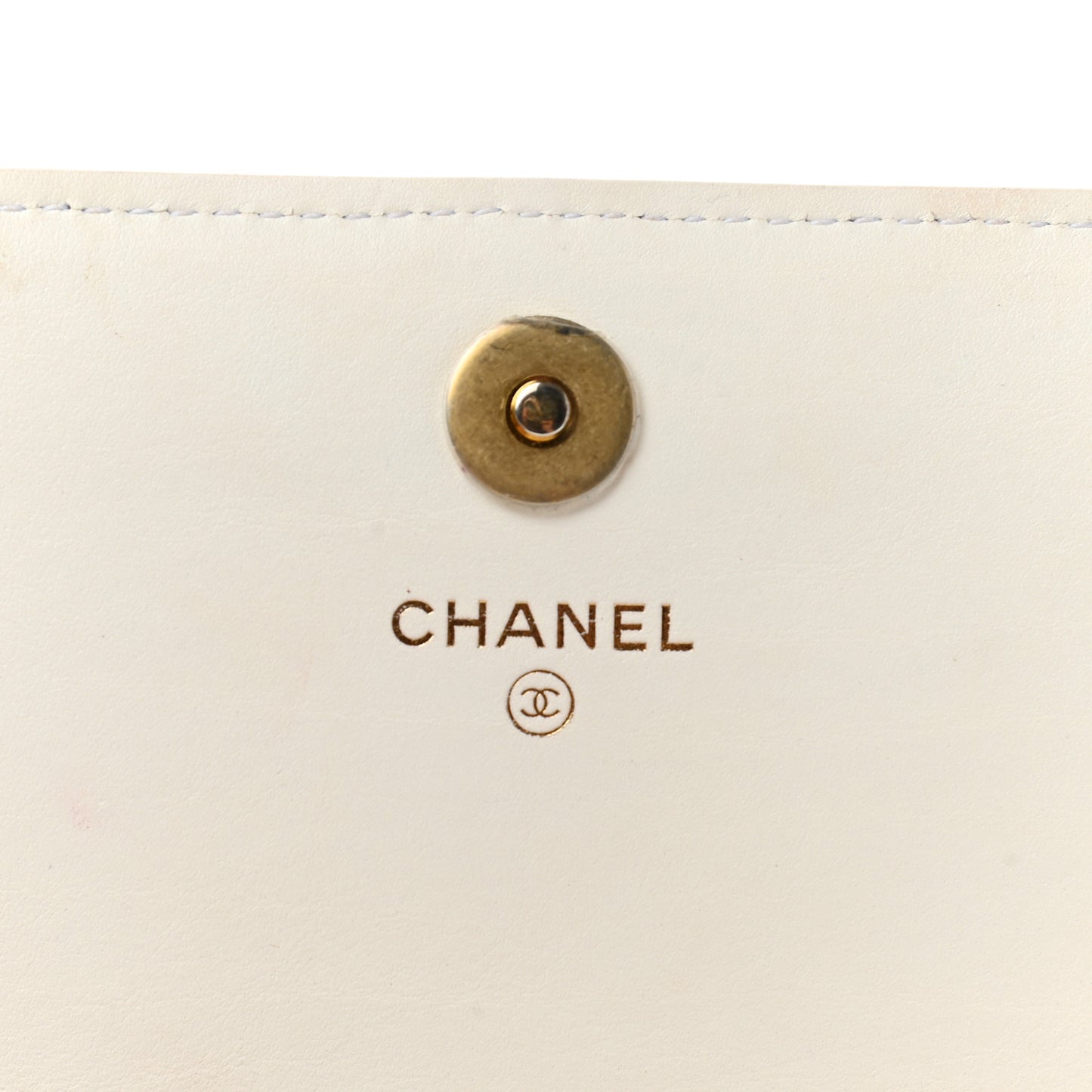 Calfskin Quilted Logo Flap Case White