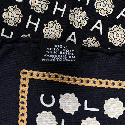 Chanel Silk CC Logo Camellia Scarf White Black 2 of 3