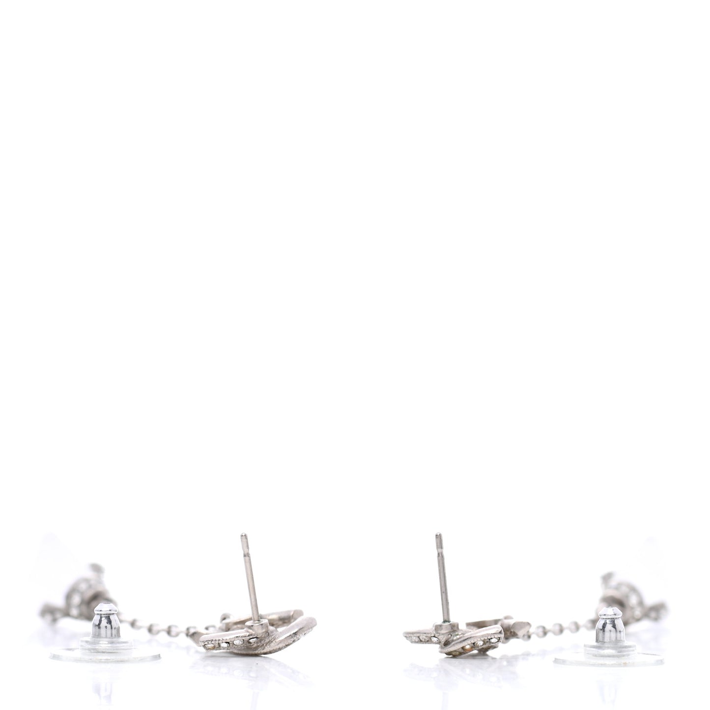 Crystal Resin CC Drop Earrings Silver