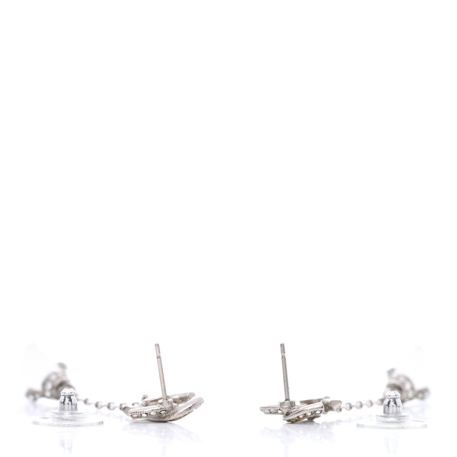 Chanel Crystal Resin CC Drop Earrings Silver 3 of 5