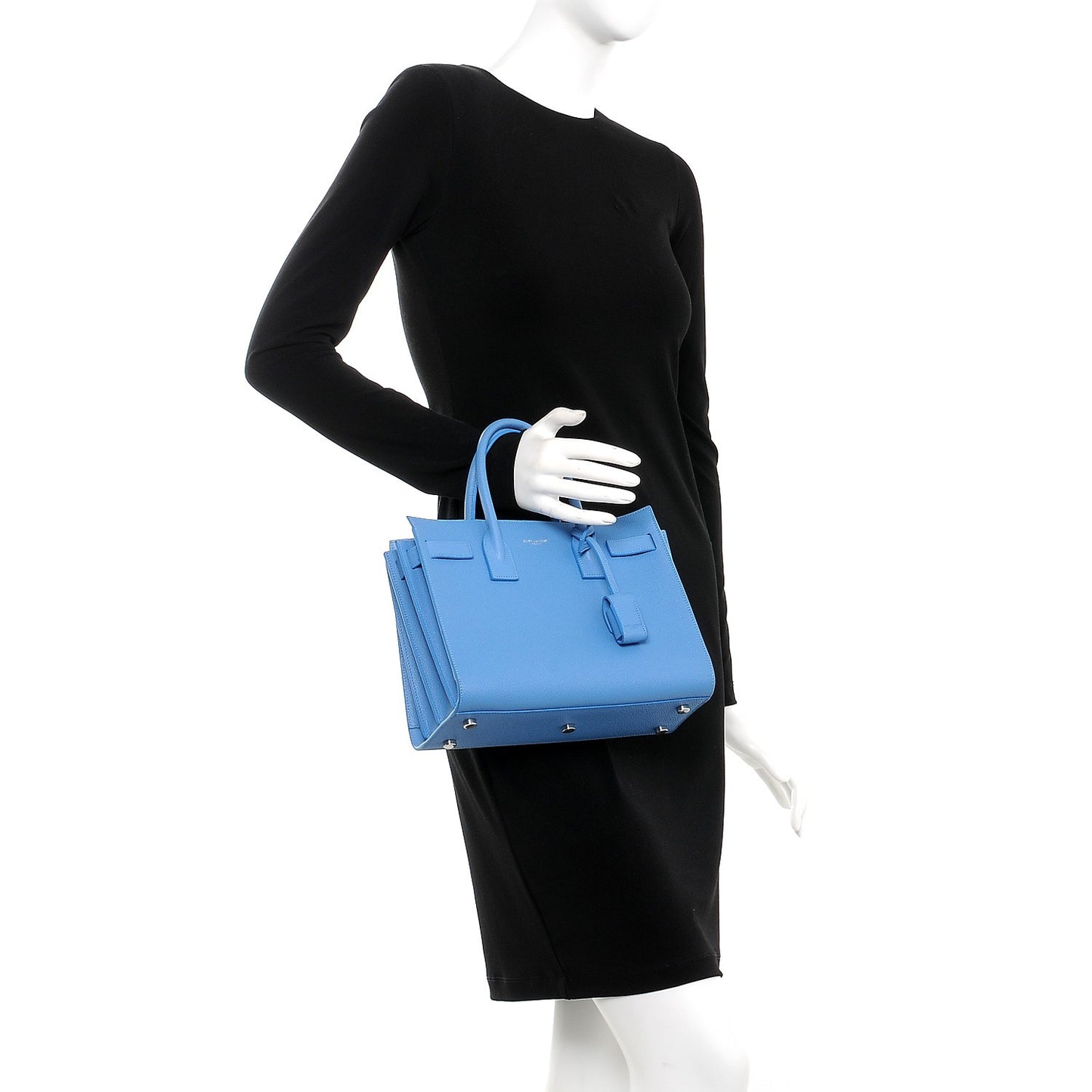 Grained Calfskin Baby Sac De Jour Blue Clair