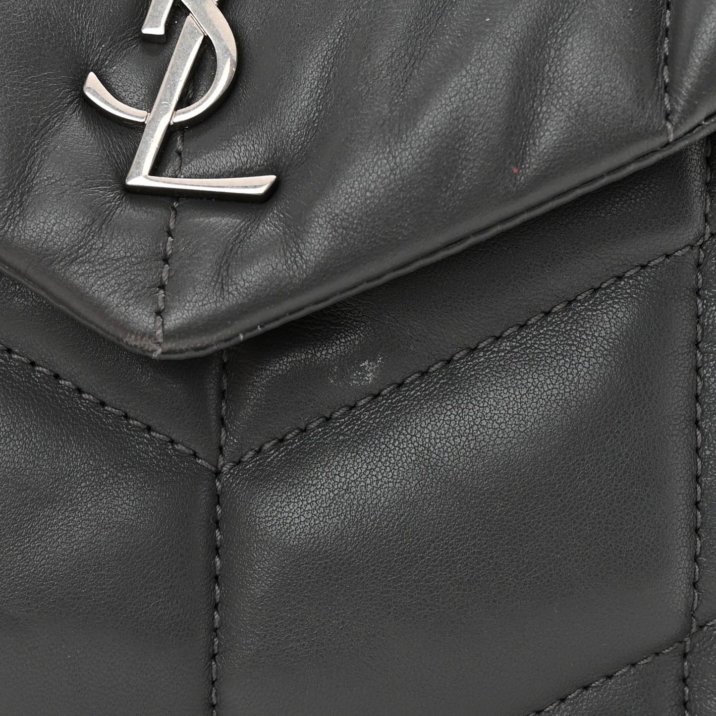 Lambskin Quilted Mini Loulou Puffer Monogram Chain Satchel Storm