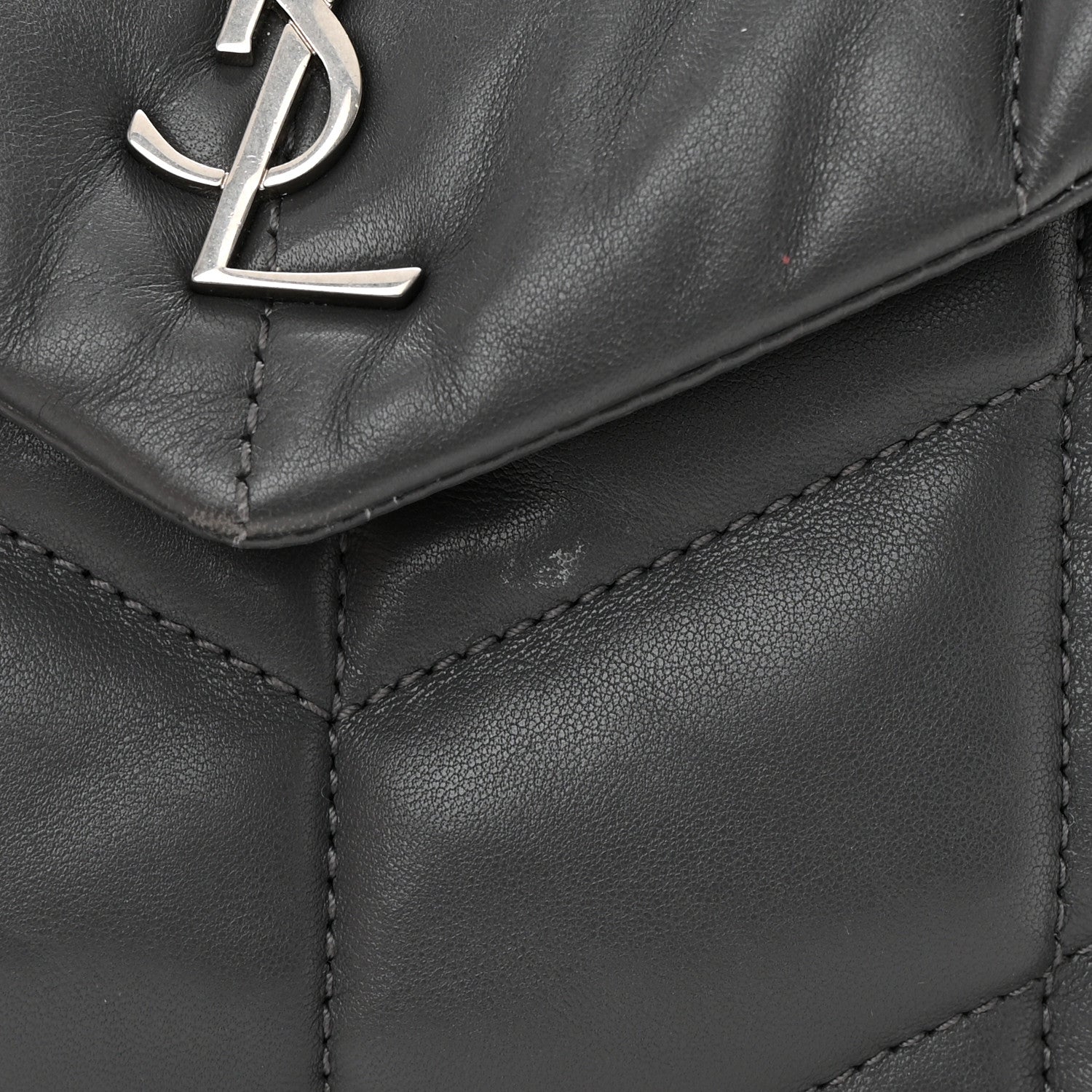 Saint Laurent Lambskin Quilted Mini Loulou Puffer Monogram Chain Satchel Storm 16 of 16