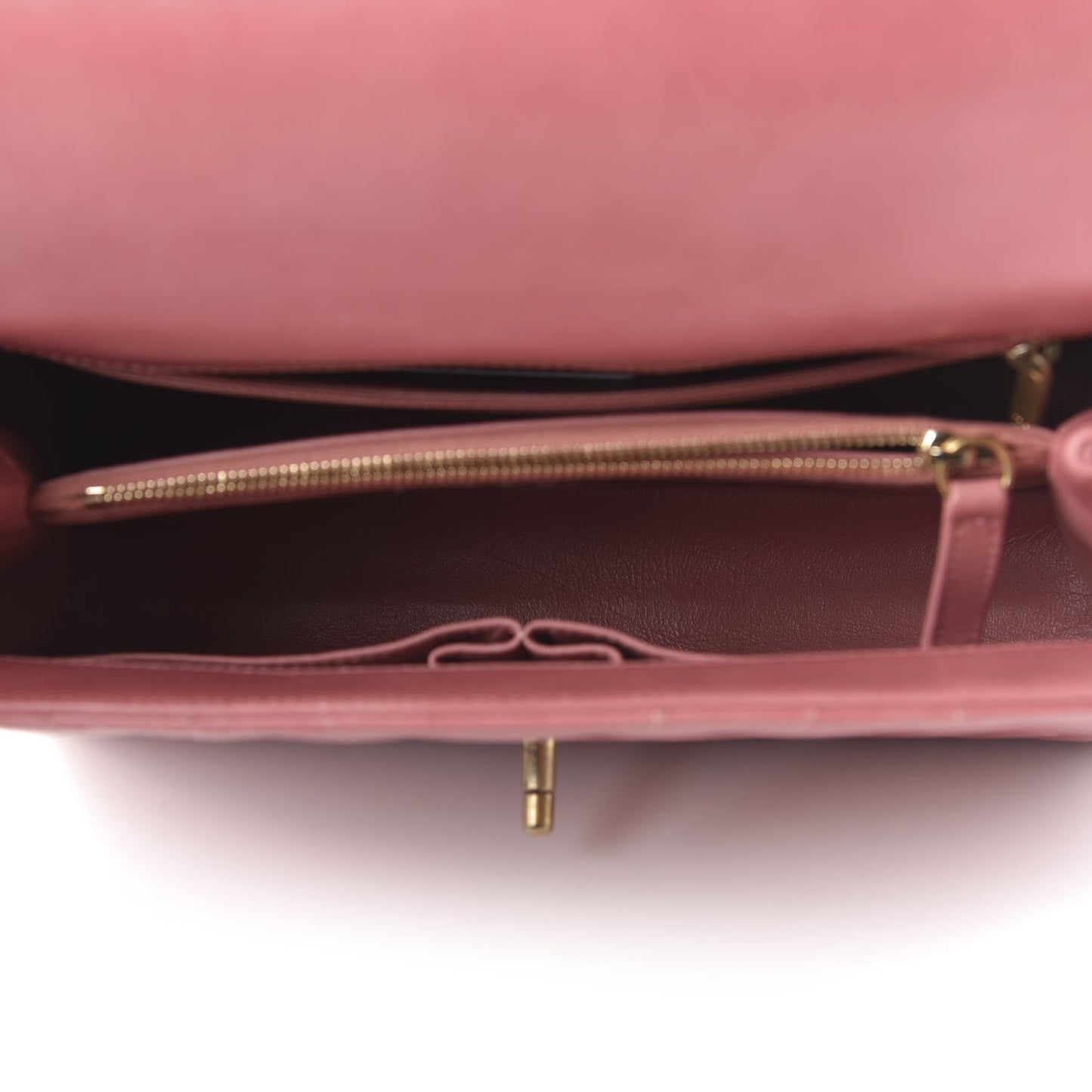 Calfskin Lizard Chevron Quilted Small Coco Handle Flap Pink