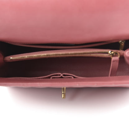 Chanel Calfskin Lizard Chevron Quilted Small Coco Handle Flap Pink 5 of 11