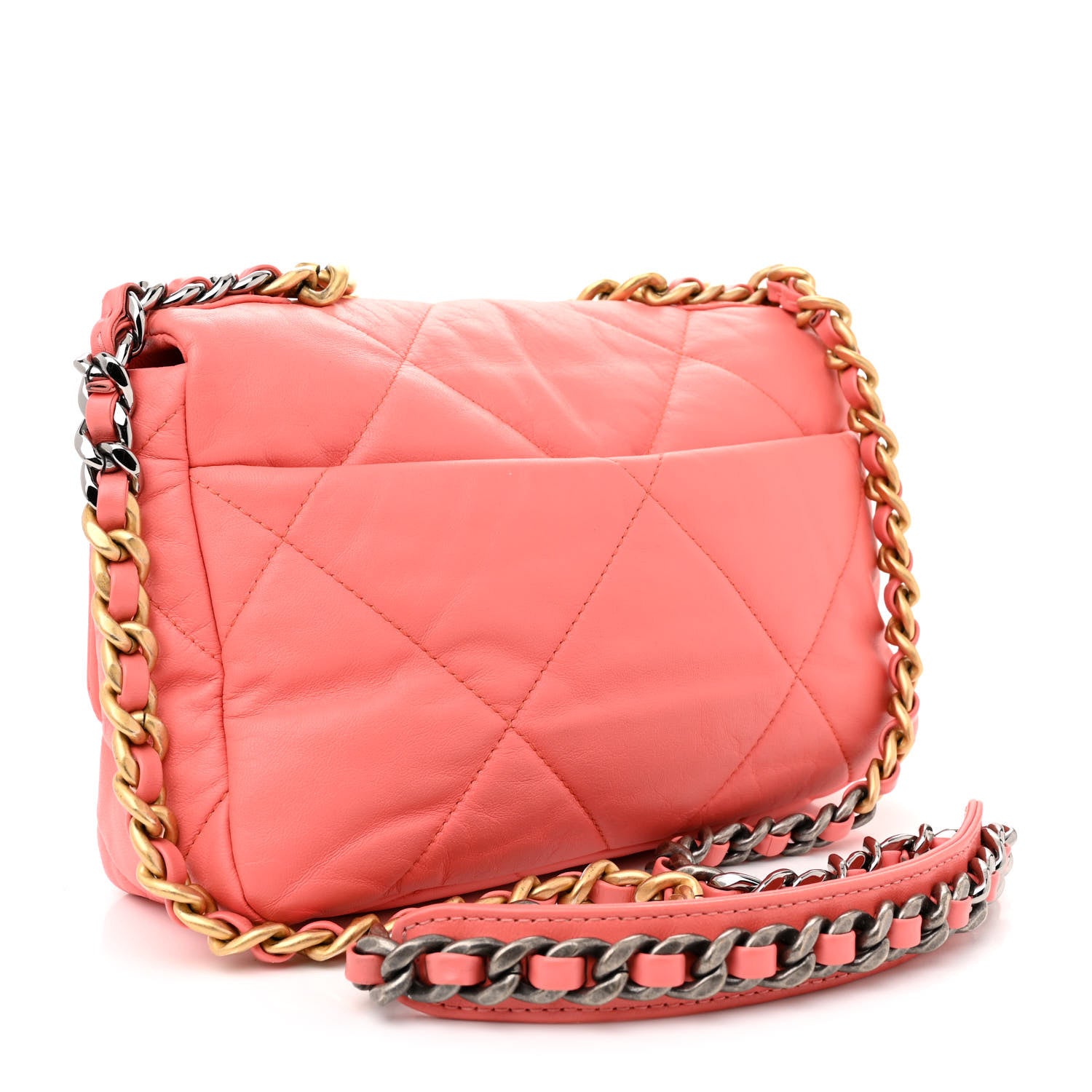 Chanel Goatskin Quilted Medium Chanel 19 Flap Coral 3 of 11