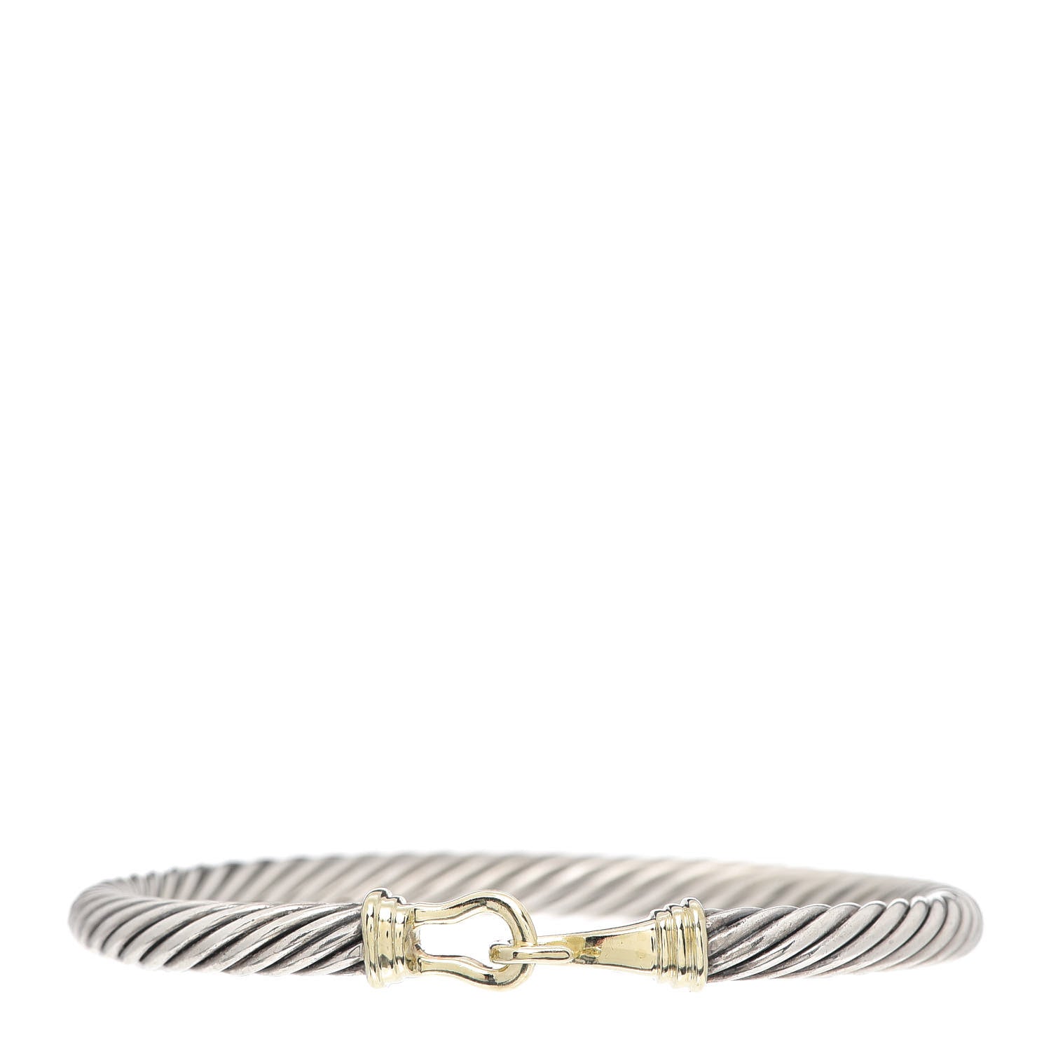 David Yurman Sterling Silver 14K Yellow Gold 5mm Cable Classic Buckle Bracelet 1 of 5