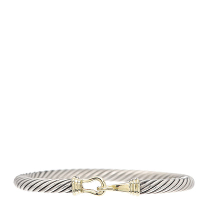 David Yurman Sterling Silver 14K Yellow Gold 5mm Cable Classic Buckle Bracelet 1 of 5