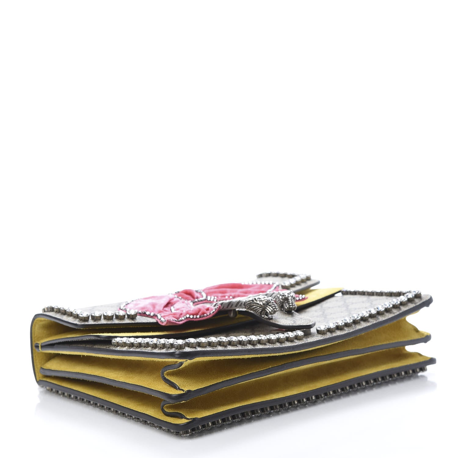 Gucci GG Supreme Monogram Crystal Bow Embroidered Medium Dionysus Shoulder Bag Yellow 4 of 11