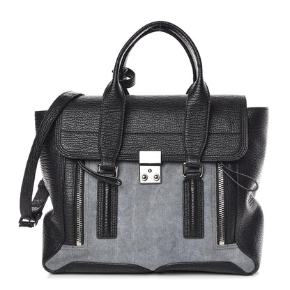 3.1 Phillip Lim 3.1 Textured Calfskin Denim Medium Pashli Satchel 1 of 13