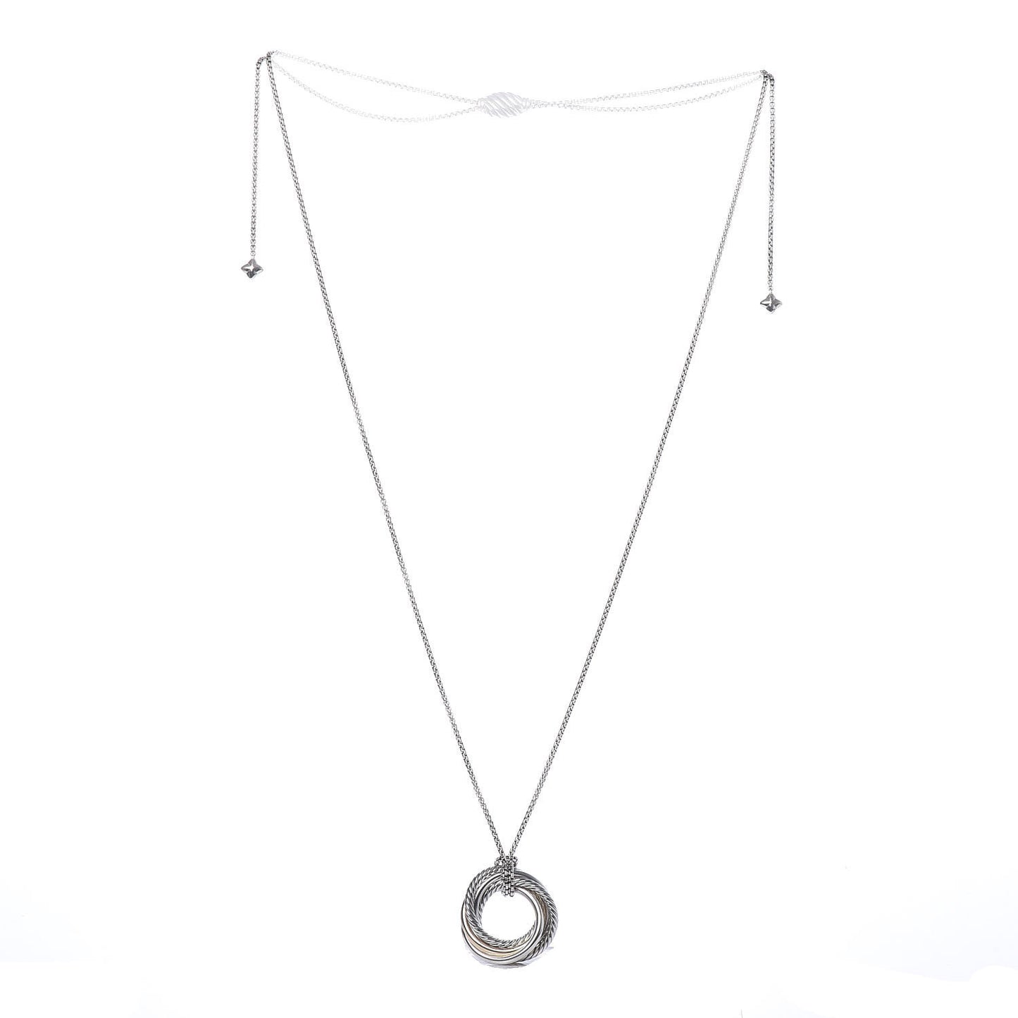Sterling Silver 14K Yellow Gold 28mm Crossover Pendant Necklace