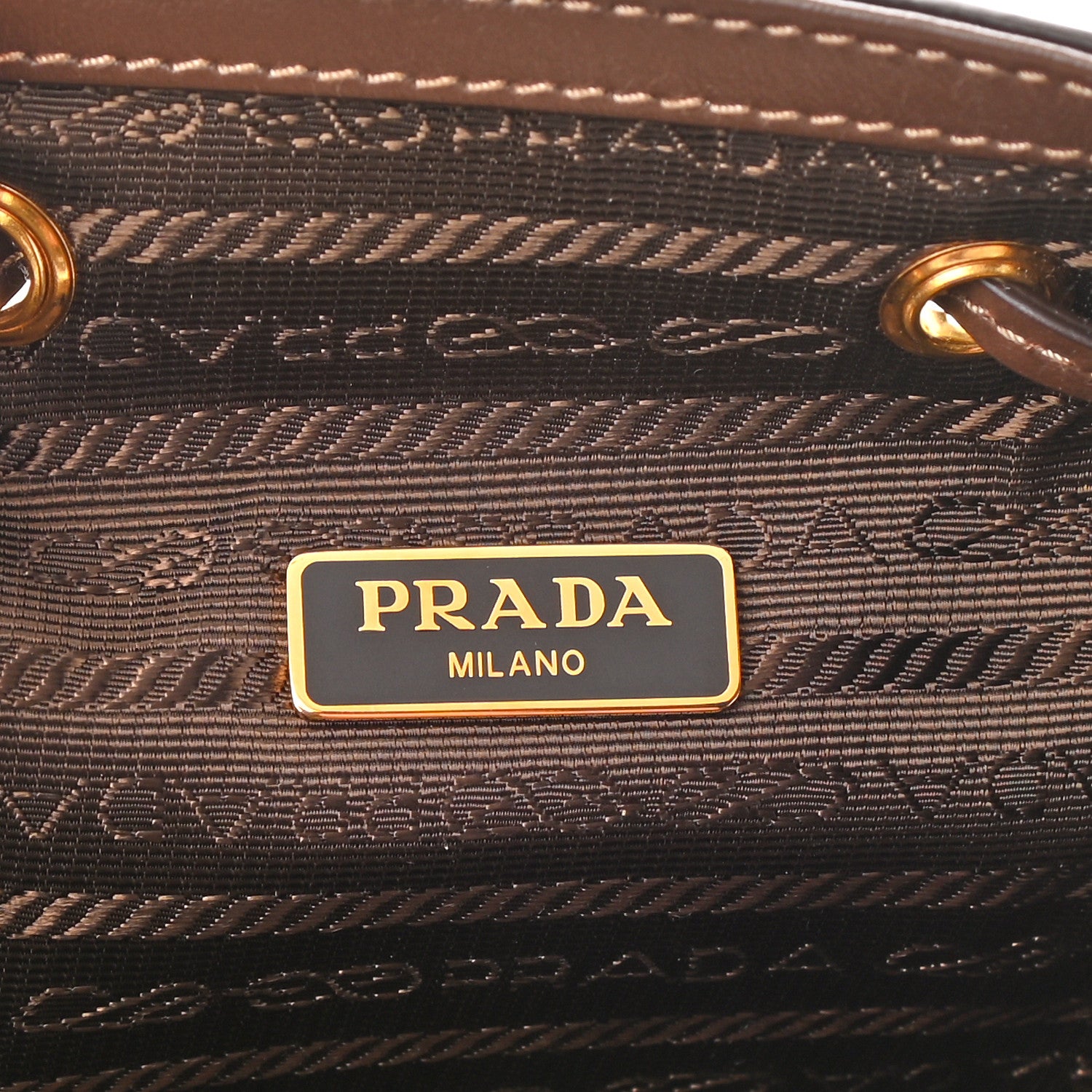 Prada Jacquard Logo Mini Bucket Crossbody Bag Corda Bruciato 6 of 9