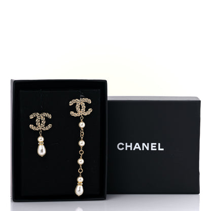 Chanel Crystal Pearl Pearls Coronation Uneven Earrings Gold 5 of 5