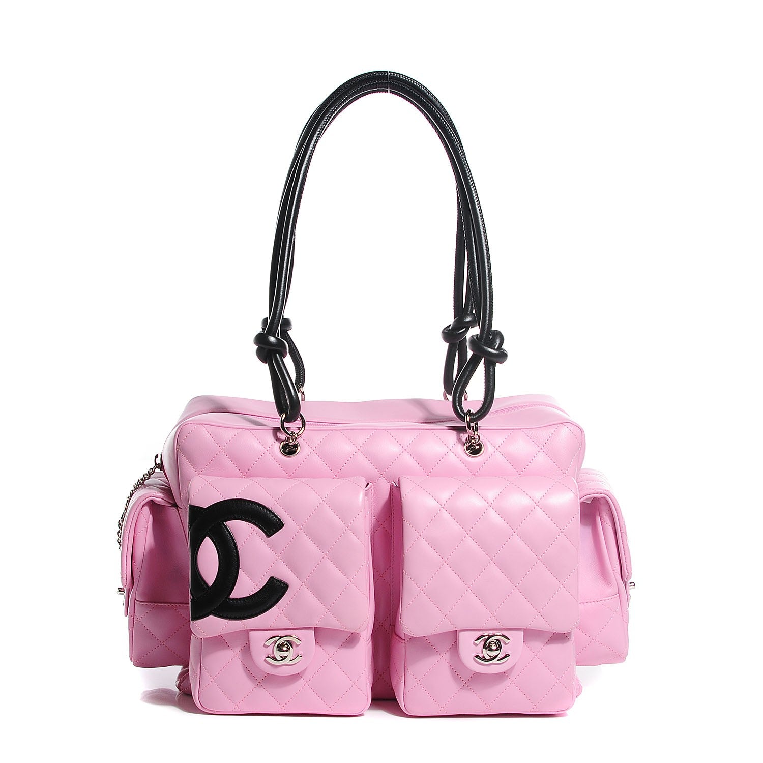 Chanel Calfskin Quilted Large Cambon Multipocket Reporter Pink Black 1 of 7