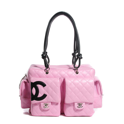 Chanel Calfskin Quilted Large Cambon Multipocket Reporter Pink Black 1 of 7