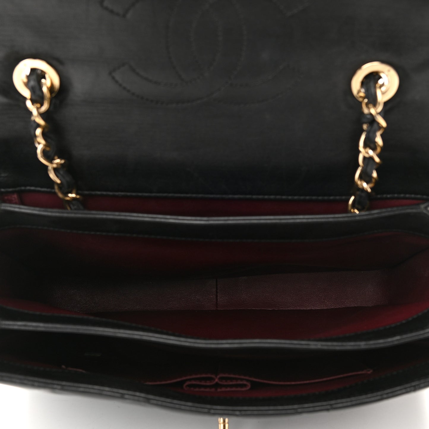 Lambskin Quilted Large Trendy CC Dual Handle Flap Bag Black