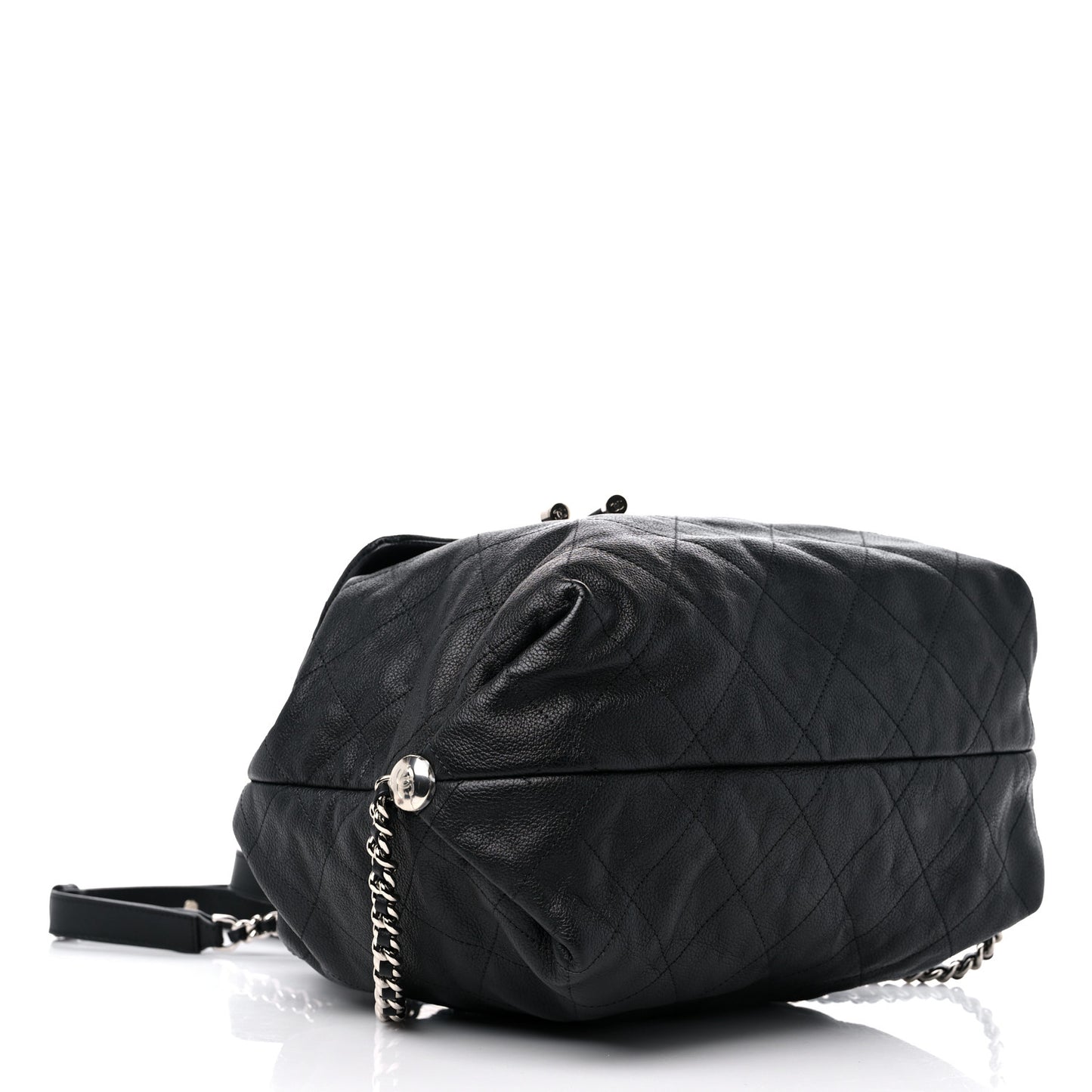 Grained Calfskin Stitched Braided With Style Backpack Black