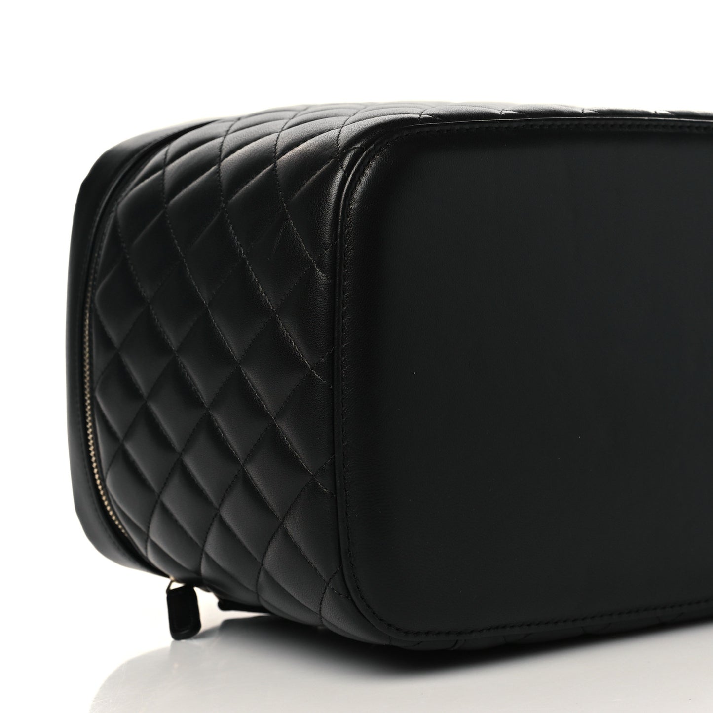 Lambskin Quilted Large Vanity Pouch Black