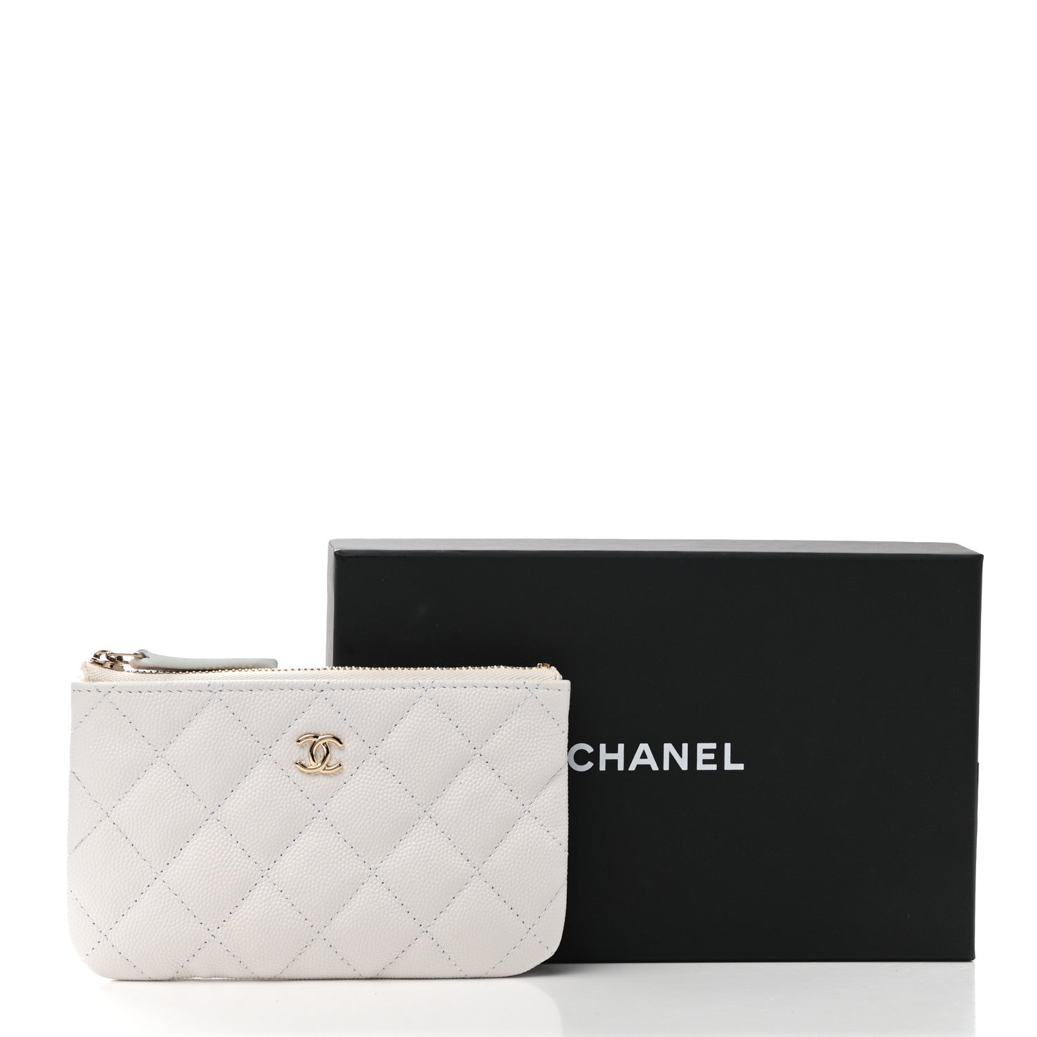Chanel Caviar Quilted Small Cosmetic Case White 8 of 8