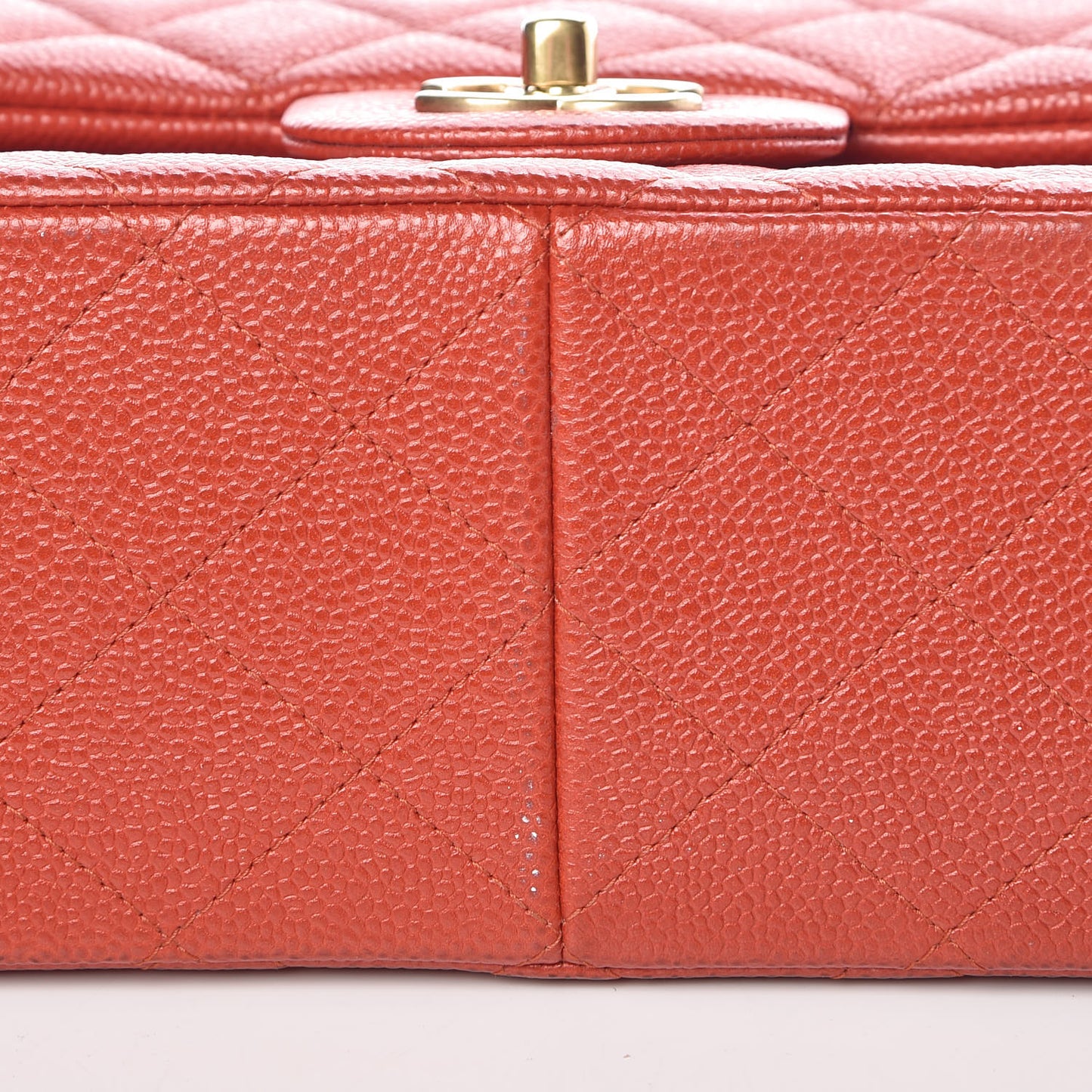 Pearly Caviar Quilted Jumbo Double Flap Orange