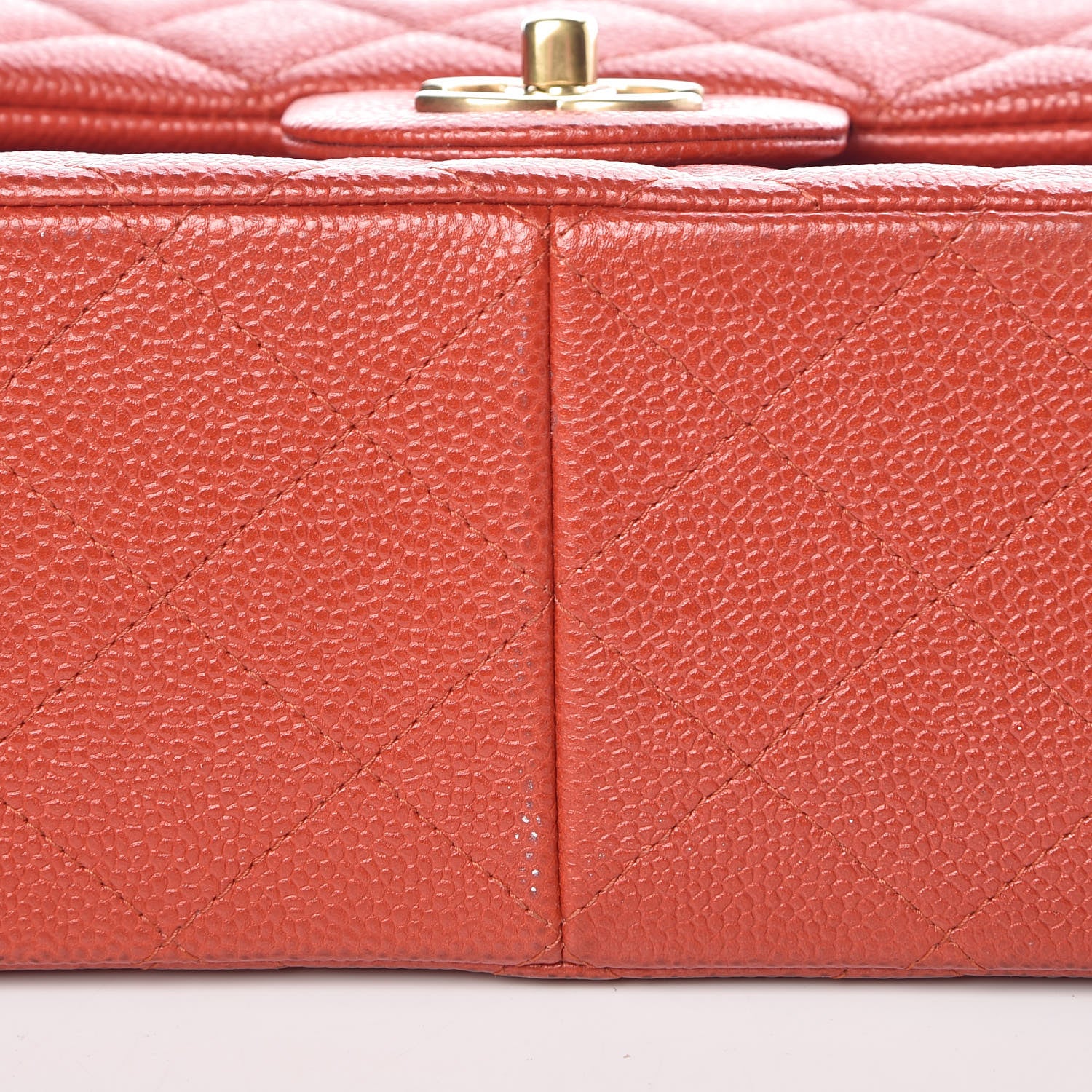 Chanel Pearly Caviar Quilted Jumbo Double Flap Orange 9 of 14