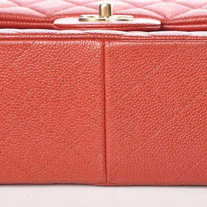 Chanel Pearly Caviar Quilted Jumbo Double Flap Orange 9 of 14