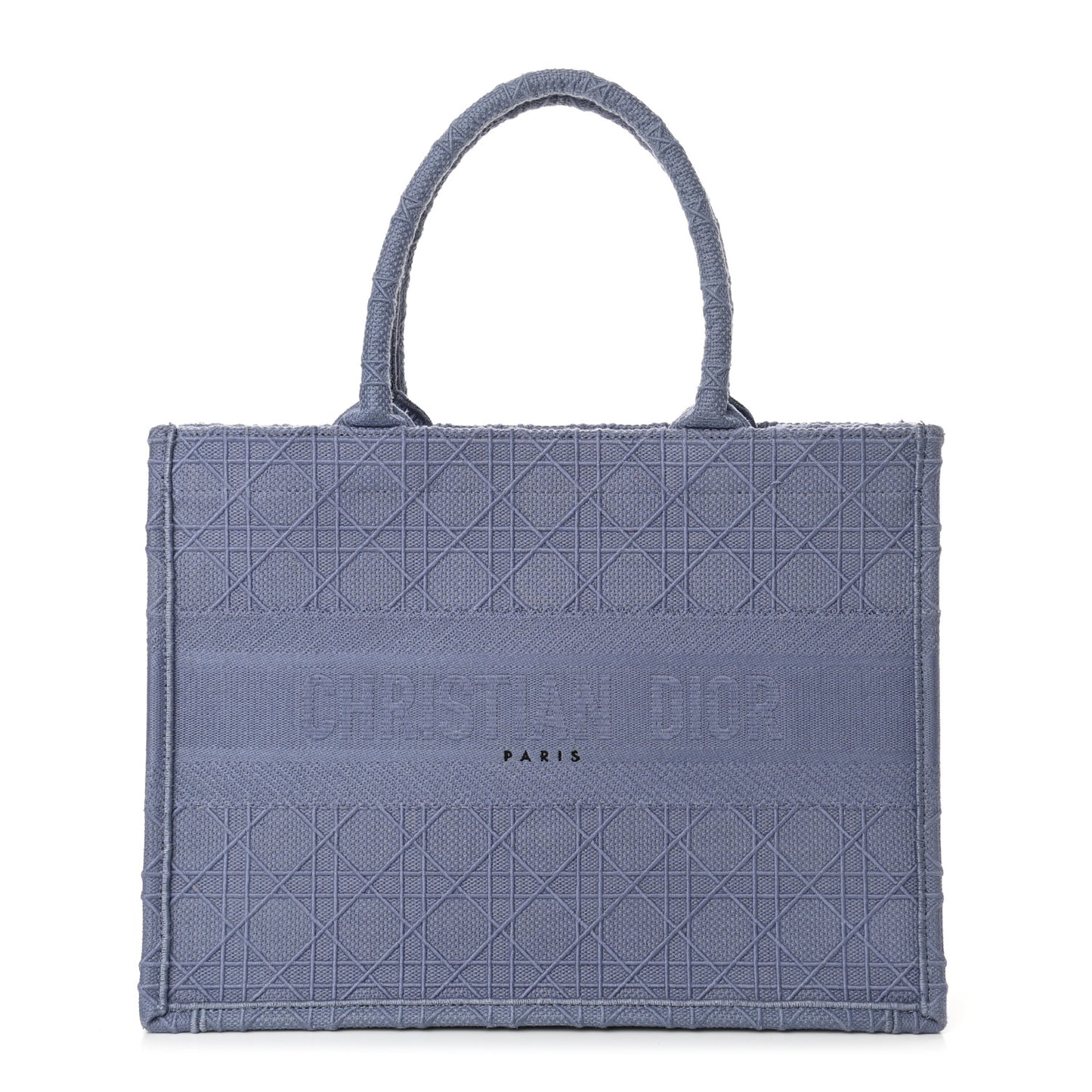 Embroidered Cannage Medium Book Tote Denim Blue
