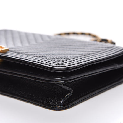 Chanel Caviar Chevron Quilted Boy Wallet On Chain WOC Black 10 of 13