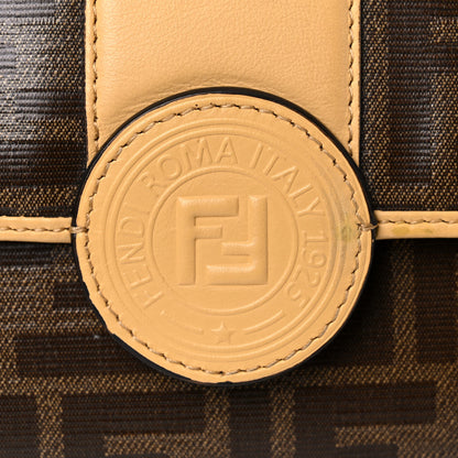 Fendi Vitello Grace Glazed Fabric FF 1974 Double F Shoulder Bag Alchemy Mogano Panna 13 of 16