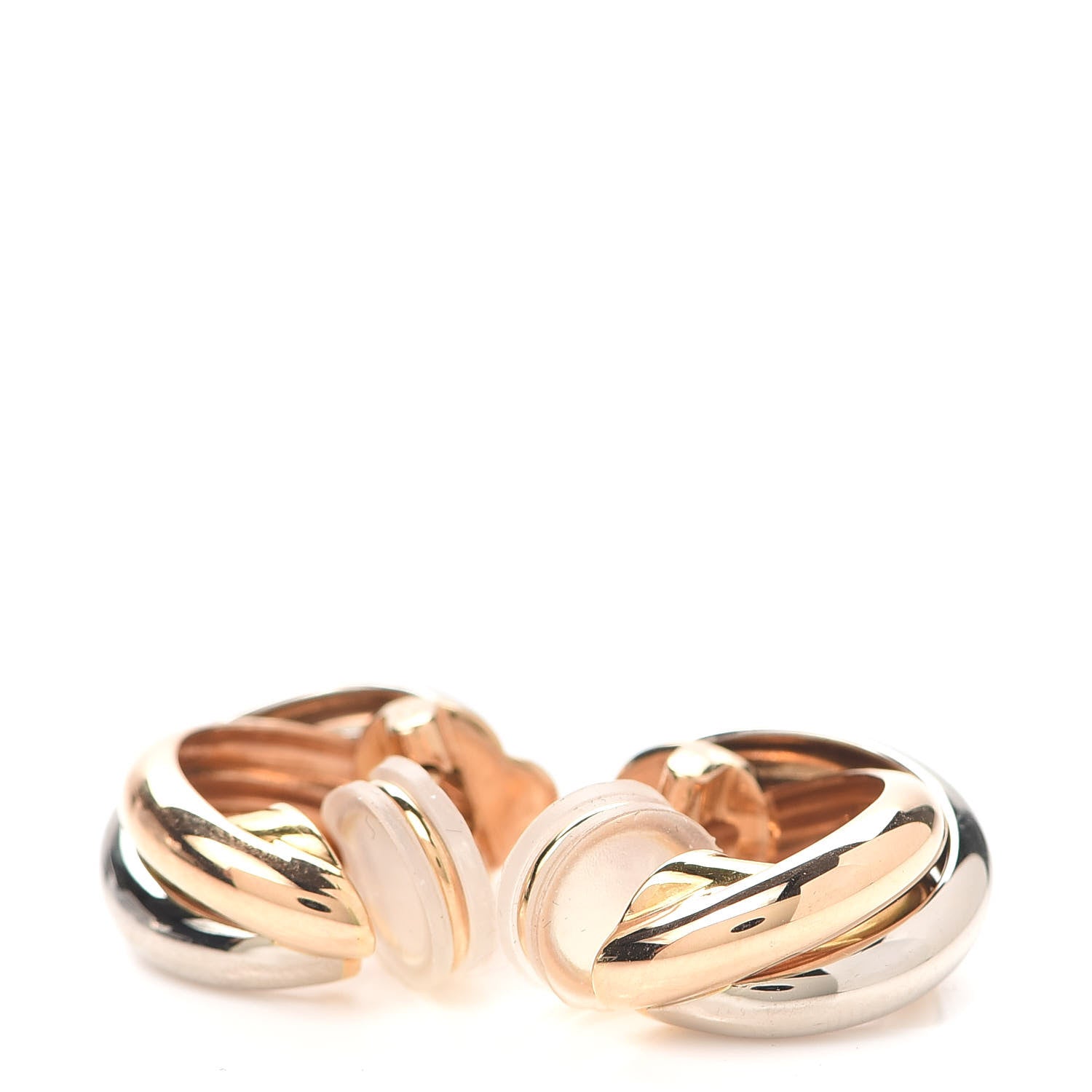 Cartier 18K Pink Yellow White Gold 7.5mm Trinity Clip-On Earrings 3 of 5