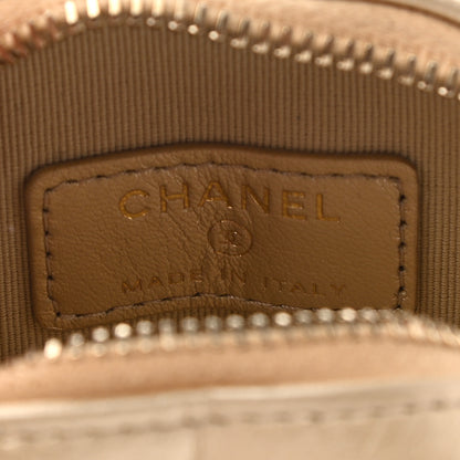 Chanel Metallic Lambskin Quilted CC In Love Heart Coin Purse With Chain Gold 6 of 11