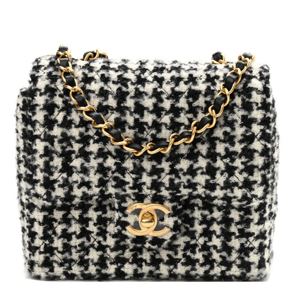 Chanel Tweed Houndstooth Mini Square Flap Black White 1 of 10