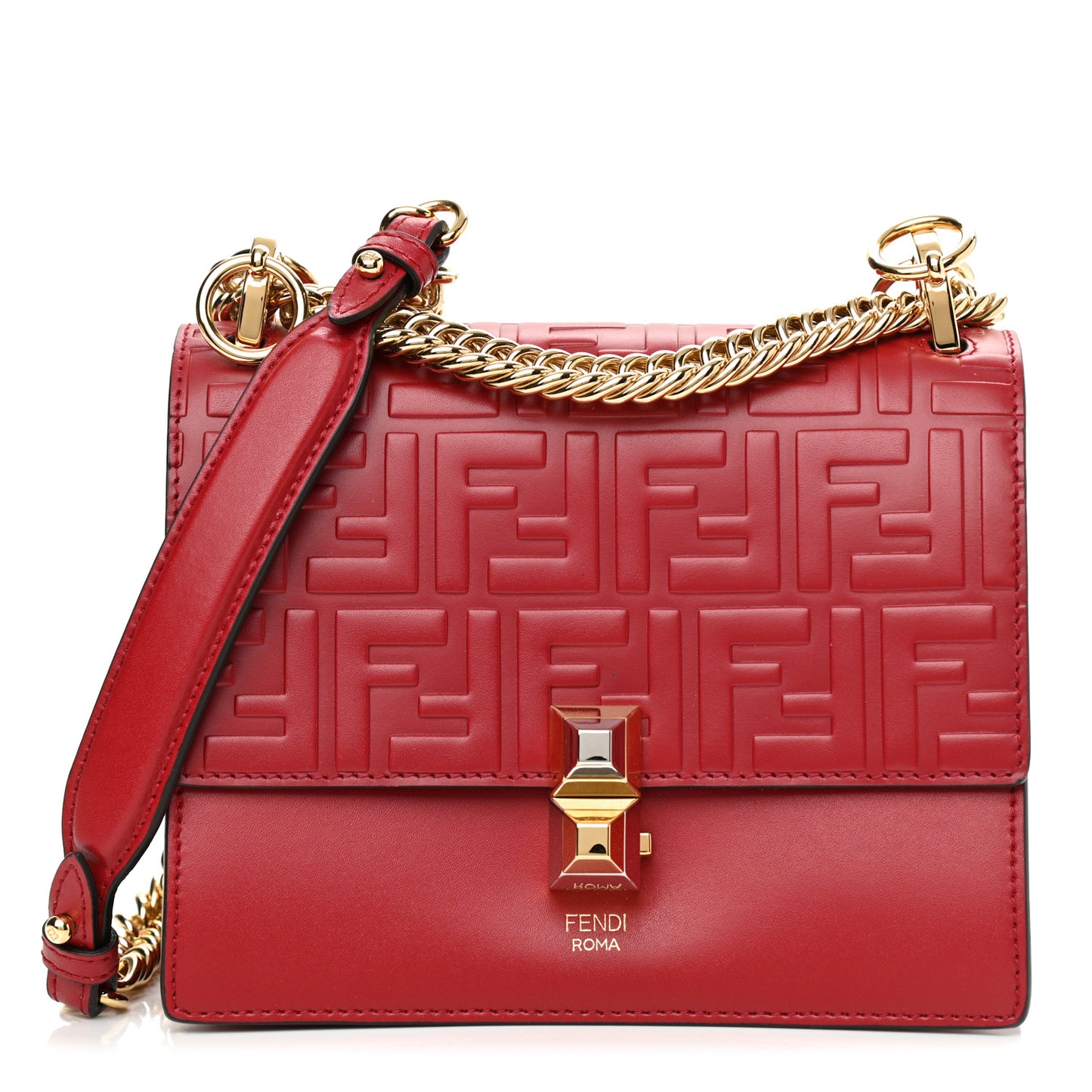 Vitello Liberty FF 1974 Embossed Small Kan I Shoulder Bag Fragola