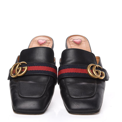 Gucci Calfskin Web Womens Peyton GG Slippers 36.5 Black 5 of 12