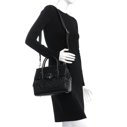Versace Calfskin Embroidered Medium Baroque Palazzo Empire Bag Black 3 of 9
